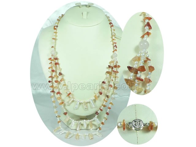 3-4mm white potato freshwater pearl opera necklace
