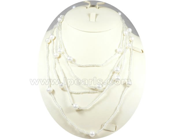lovely 8-9mm white potato pearl rope necklace