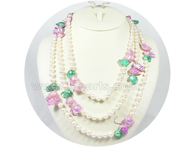 7-8mm white freshwater pearl necklace