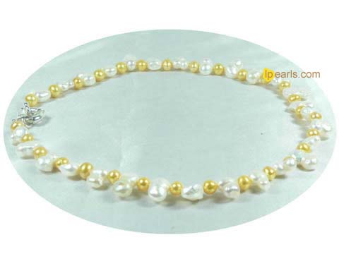 rare white peanut and 5-6mm potato cultured pearl necklace