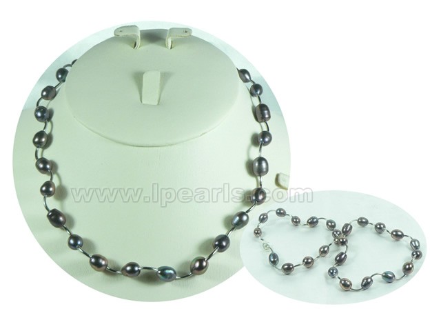 fine lustrous black potato freshwater pearl necklace