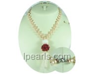 unique 6-7mm pink top drilled potato freshwater pearl neacklace