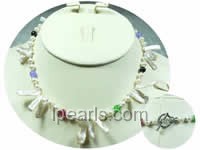 white biwa pearl and potato freshwater pearl single necklace
