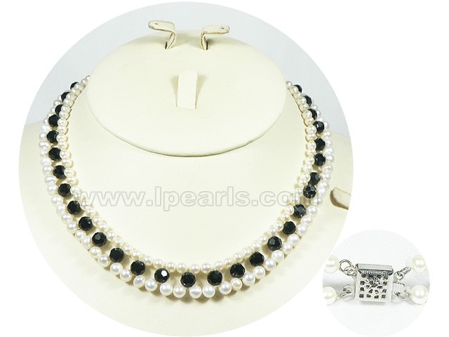 white freshwater pearl necklace with crystal beads
