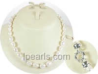 wholesale 9-10mm white rice freshwater pearl necklace