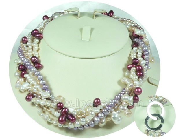 pretty seven rows multicolor freshwater pearl twisted necklace