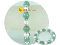 7.5 elastic green aventurine freshwater jewelry pearl bracelet