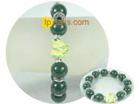 beauty 12mm dark green gemstone bracelet with zircon
