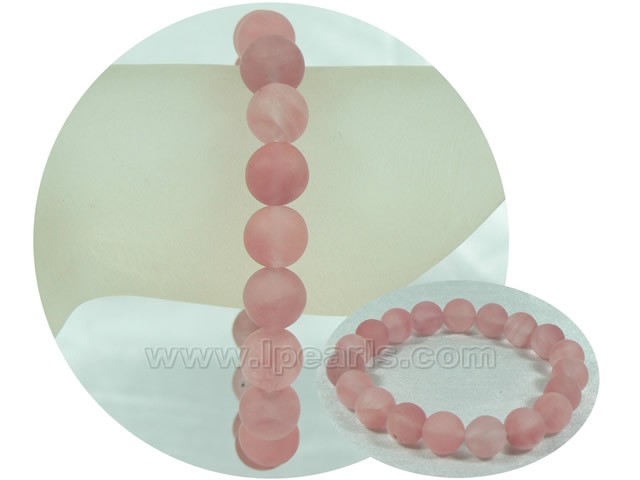 cute 10mm frosted rose quartz stretchy bracelet