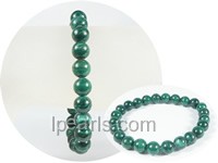 8mm peacock green round man-made gemstone stretchy bracelet