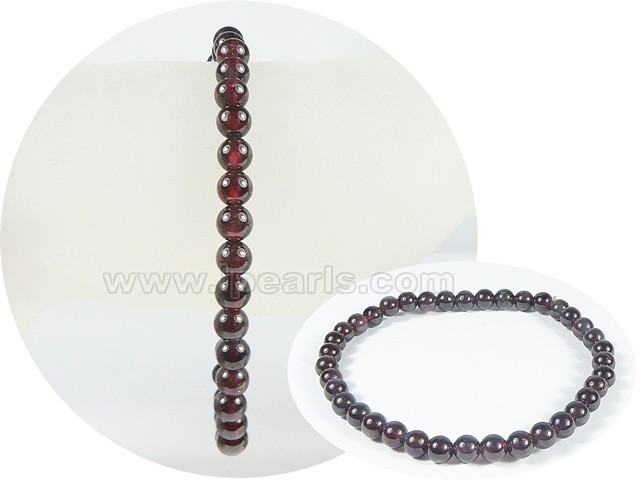 5mm wine red round garnet stretchy bracelet