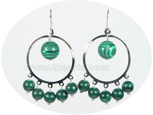 12mm and 8mm peacock green gemstone earrings
