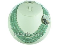 beautiful three rows 8mm round emerald jade necklace