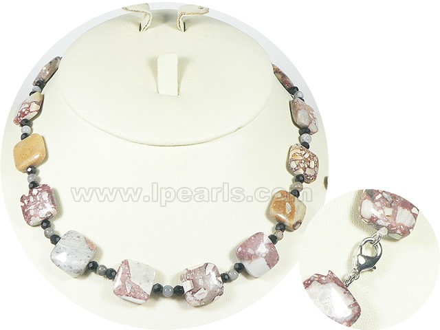 15*15mm colorful square gemstone necklace wholesale