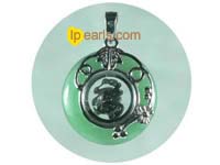 green color donut shape jade with sterling silver mounting penda