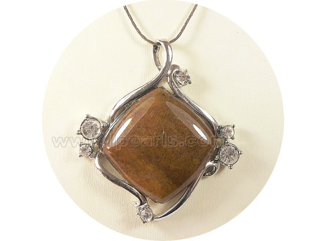 5.5*6.5cm charming brown rhombus gemstone pendant