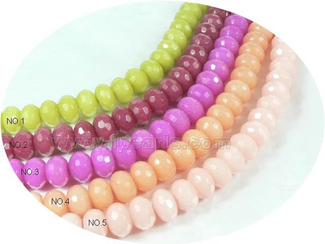 10 pieces 10*14mm faceted rondelle jade strands