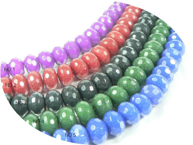10 pieces 10*14mm magenta faceted rondelle jade strands