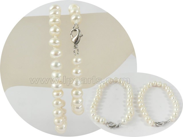 wholesale 6-7mm potato freshwater pearl Mother Daughter bracelet