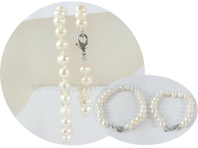 wholesale 6-7mm potato freshwater pearl Mother Daughter bracelet