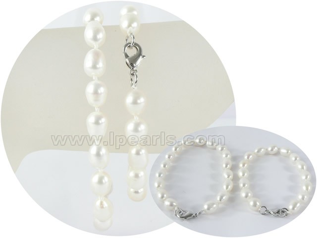 wholesale 7-8mm rice freshwater pearl Mother Daughter bracelet