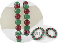 wholesale 10mm green and red jade Mother Daughter bracelet