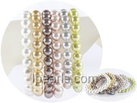 wholesale 6 rows multi-colors shell pearl stretch bracelet
