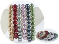 6 rows multi-colors shell pearl stretch bracelet