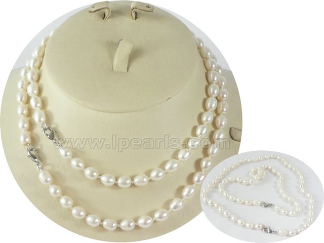 wholesale 7-8mm rice pearl Mother Daughter necklace