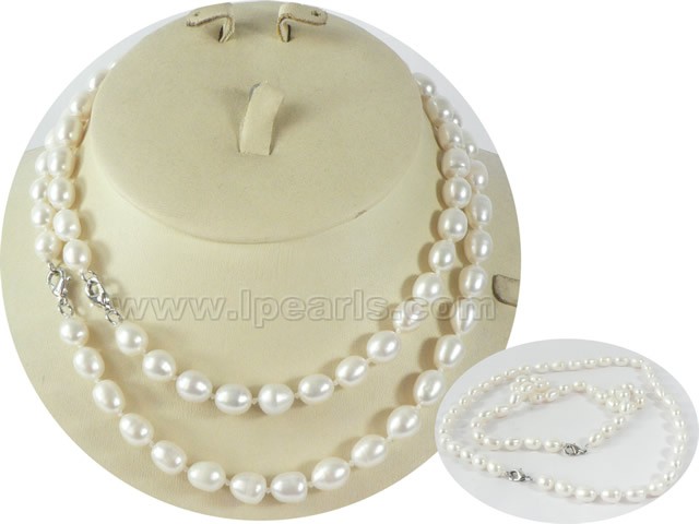 wholesale 8-9mm rice pearl Mother Daughter necklace