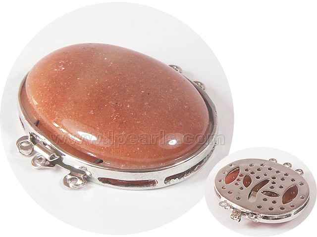 3 rows croci color oval shape gemstone clasp