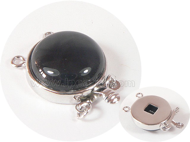 2cm 2 rows black round shape agate clasp