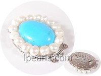 3.5*4.5cm 3 rows blue turquoise clasp with pearl