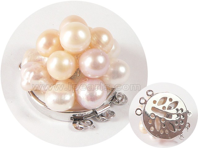3.5cm 3 rows 7-8mm white rice pearl clasp