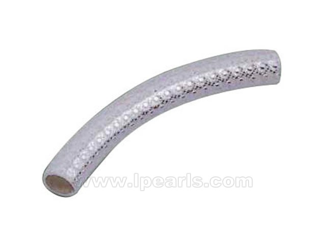 10pcs 925 sterling silver crooked hollow tube with flower carved