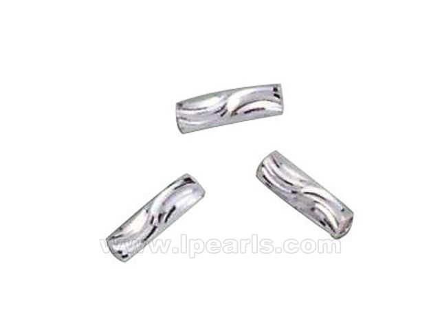 10pcs 3*10mm wavy carved 925 sterling silver hollow tube