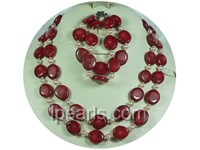 Red coin coral with potato pearl necklace and bracelet jewelry s