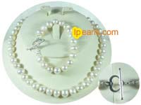 white potato shaped freshwater pearl necklace set