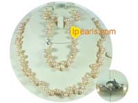 pink 6-7mm top-drilled freshwater pearl jewerly set
