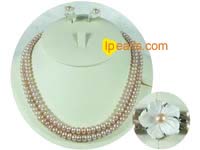 7-8mm pink bread freshwater pearl set