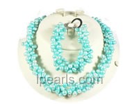 wholesale three strands twisted pearl necklace with bracelet