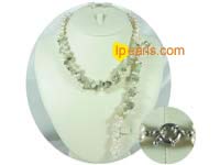 wholesale top drilled pearl necklace set with bracelet