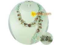 twisted pearl necklace and bracelet set with crystal