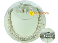 4-5mm white potato shaped freshwater pearl necklace set