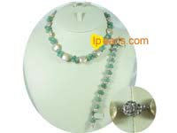 aventurine freshwater pearl necklace and bracelet set