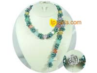 top drilled freshwater pearl with multicolor crystal set