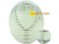 7-8mm white potato pearl necklace and earrings sets