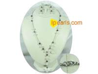 7-8mm pearl with crystal beads necklace and earrings set