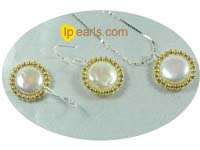 12mm coin pearl with golden color bead set