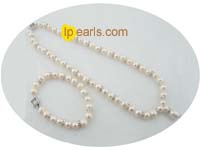 8-9mm white potato freshwater pearl jewelry set